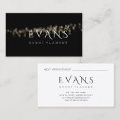 Filmmaker - zwarte goudlampjes afsprakenkaartje (Voorkant / Achterkant)