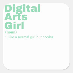 Filmmeisje - digitale kunstwerken vierkante sticker