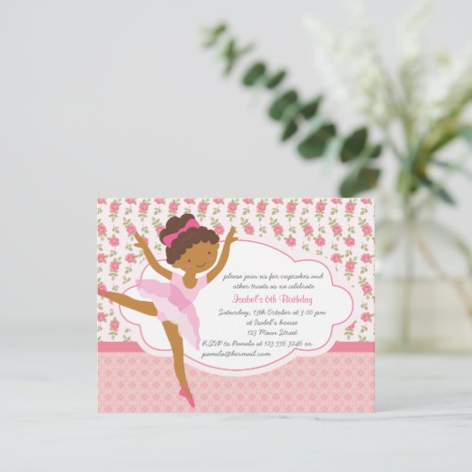 Filmmeisje Floral Pink Ballerina Birthday Kaart (Staand voorkant)