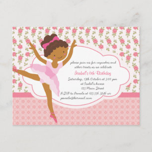 Filmmeisje Floral Pink Ballerina Birthday Kaart