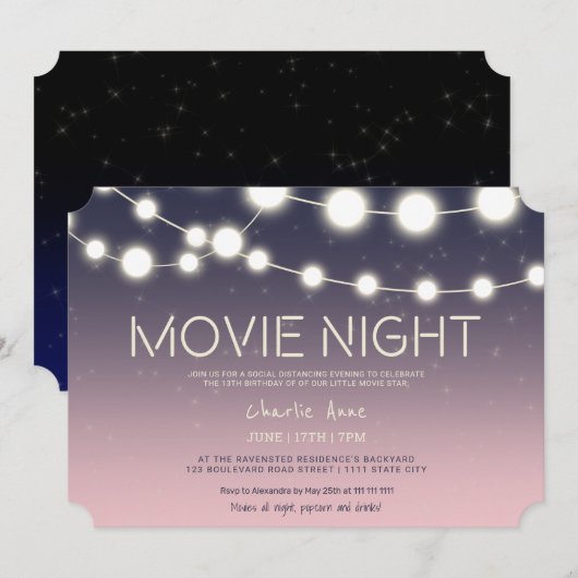 Filmnacht 13de verjaardag van tekenlaarsen kaart (Voorkant / Achterkant)