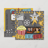 Filmnacht Aangepaste uitnodiging voor geboorte van (Voorkant / Achterkant)