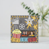 Filmnacht Aangepaste uitnodiging voor geboorte van (Staand voorkant)