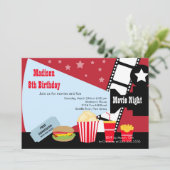 Filmnacht - Birthday Party Invitation Kaart (Staand voorkant)