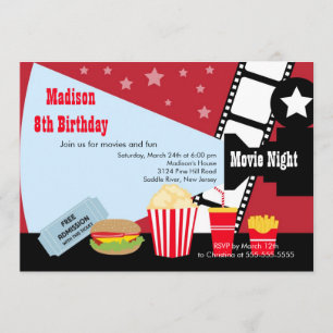 Filmnacht - Birthday Party Invitation Kaart