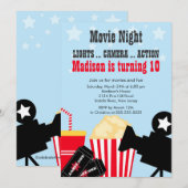 Filmnacht - Birthday Party Invitation Kaart (Voorkant / Achterkant)