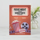 Filmnacht - Birthday Party Invitation Kaart (Staand voorkant)