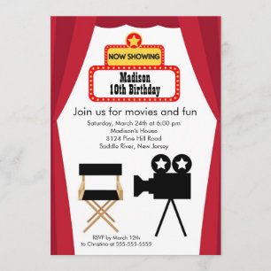 Filmnacht - Birthday Party Invitation Kaart