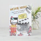 Filmnacht - Birthday Party Invitation Kaart (Staand voorkant)
