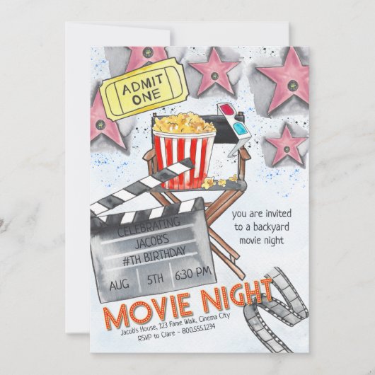 Filmnacht Birthday Party Kaart (Voorkant)