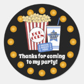 Filmnacht Birthday Party Ronde Sticker (Voorkant)