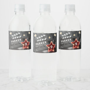 Filmnacht Elegant Birthday Waterfles Etiket