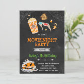 Filmnacht halloween-uitnodiging bedankkaart (Staand voorkant)