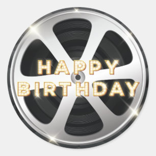 Filmnacht Luxury Happy Birthday Ronde Sticker