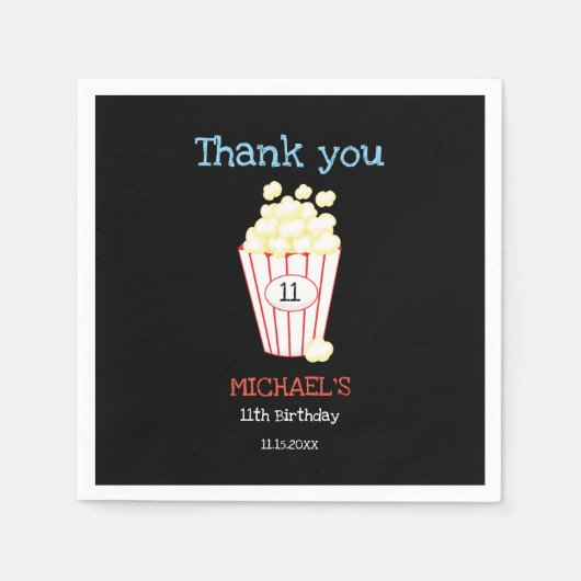 Filmnacht op zaterdag Feestpopcorn Kinderen Servet (Voorkant)