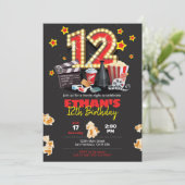 Filmnacht, theater - 12th Birthday Uitnodiging (Staand voorkant)