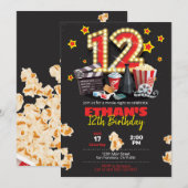 Filmnacht, theater - 12th Birthday Uitnodiging (Voorkant / Achterkant)