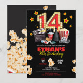 Filmnacht, theater - 14th Birthday Uitnodiging (Voorkant / Achterkant)