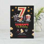 Filmnacht, theater - Uitnodiging 7e verjaardag (Staand voorkant)