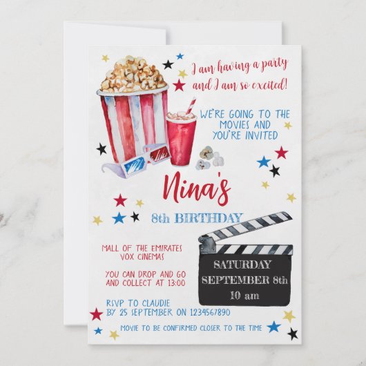 Filmnacht - uitnodiging op zondag, film (Voorkant)