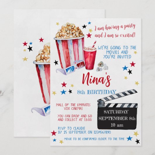 Filmnacht - uitnodiging op zondag, film (Voorkant / Achterkant)