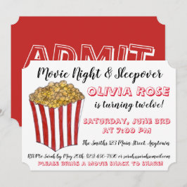 Filmnachtslapelover Popcorn Birthday Red Kaart
