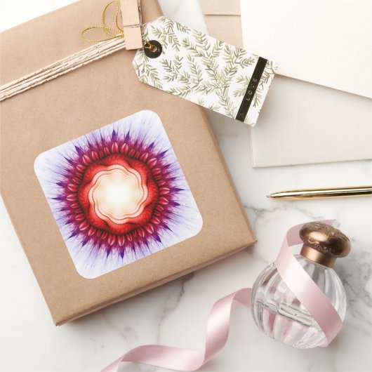 Filmomhulde ornament vierkante sticker (Geschenken)