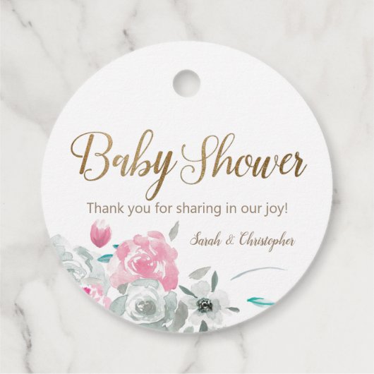 Filmomhulde Waterverf Aangepast Baby shower Bedankjes Labels (Achterkant)