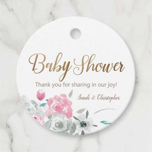 Filmomhulde Waterverf Aangepast Baby shower Bedankjes Labels (Voorkant)