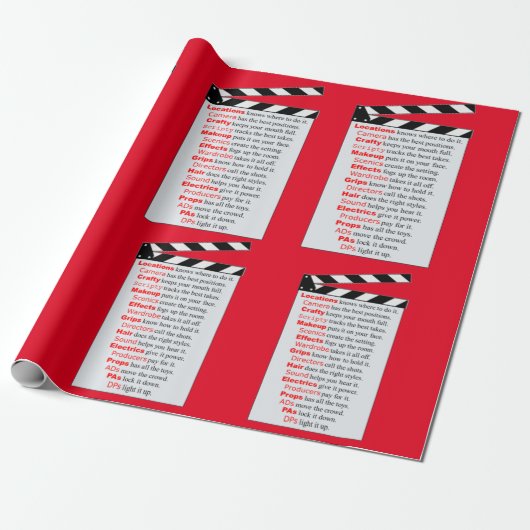 Filmontwikkelaar zet het op een nieuw filmidee cadeaupapier (Uitgerold)