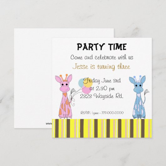 Filmpartij Giraffe Birthday Kaart (Voorkant / Achterkant)