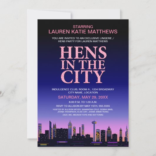 Filmpartij Hens-/Lingerie Poster Kaart (Voorkant)
