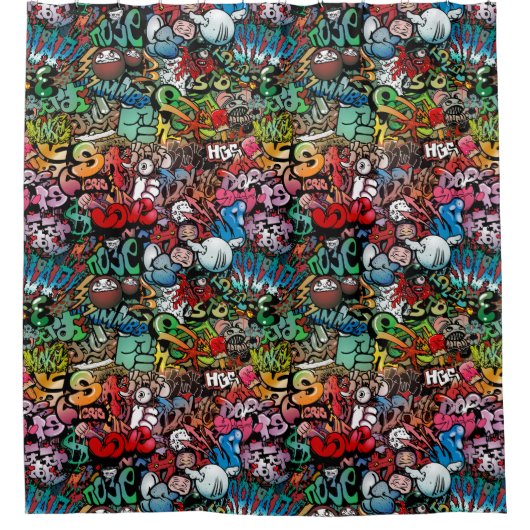 Filmpatronen voor dynamische straatkunst Graffiti Douchegordijn (Voorkant)