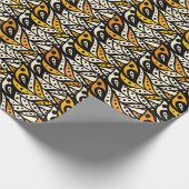 Filmpatroon van witte, zwarte en goudveer cadeaupapier (Hoek)