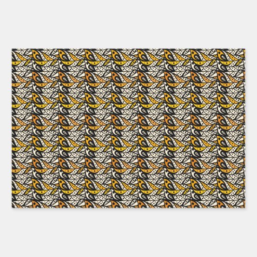 Filmpatroon van witte, zwarte en goudveer inpakpapier vel (Voorkant 3)