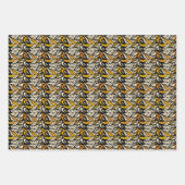 Filmpatroon van witte, zwarte en goudveer inpakpapier vel (Voorkant 2)