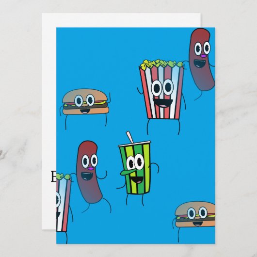 filmpopcorn-uitnodiging kaart (Voorkant / Achterkant)