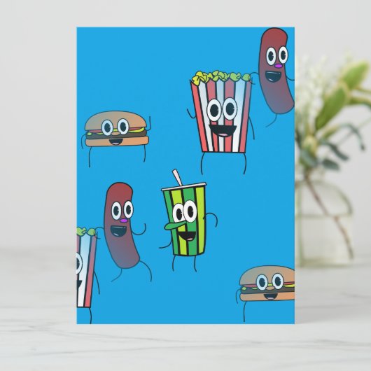 filmpopcorn-uitnodiging kaart (Staand voorkant)