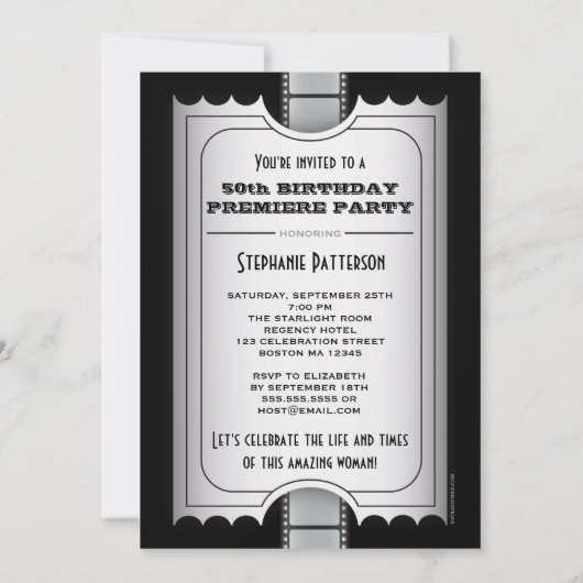Filmpremière 50th Birthday Foto Gala Kaart (Achterkant)