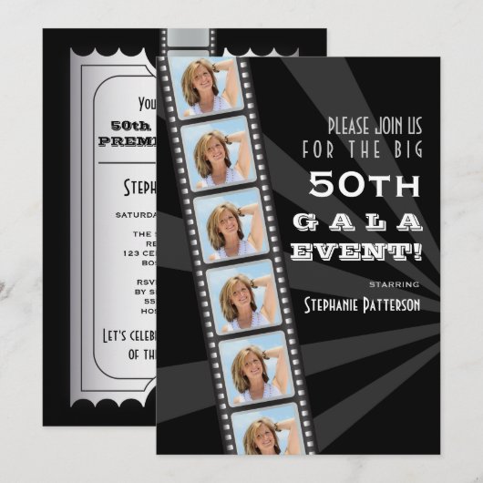 Filmpremière 50th Birthday Foto Gala Kaart (Voorkant / Achterkant)