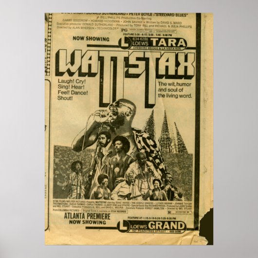  filmpremière Wattstax Ephemera 1973 Poster (Voorkant)