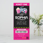 Filmprijs van Girl Movie Tickets Pink Birthday Kaart (Staand voorkant)