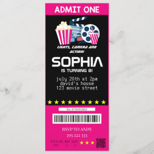 Filmprijs van Girl Movie Tickets Pink Birthday Kaart