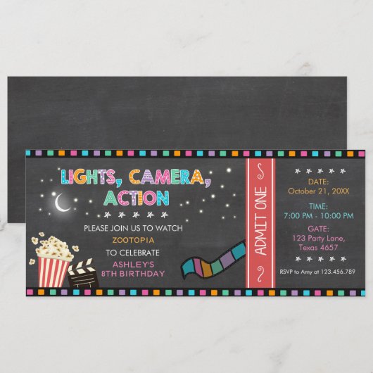 Filmprijs voor de avond van de nacht kaart (Voorkant / Achterkant)