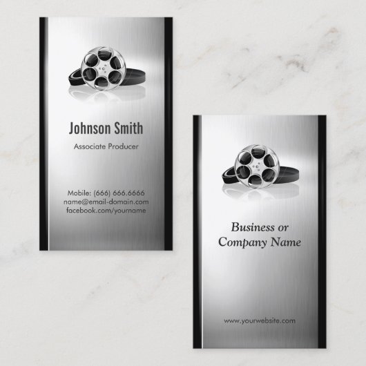 Filmproducent - Roestvrij staal in penseel Visitekaartje (Voorkant / Achterkant)