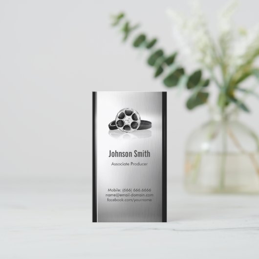 Filmproducent - Roestvrij staal in penseel Visitekaartje (Staand voorkant)
