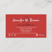 Filmproductieeditor Uoutuber Video Director Visitekaartje (Achterkant)