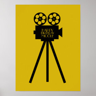 Filmprojector Hollywood Happy Birthday Poster