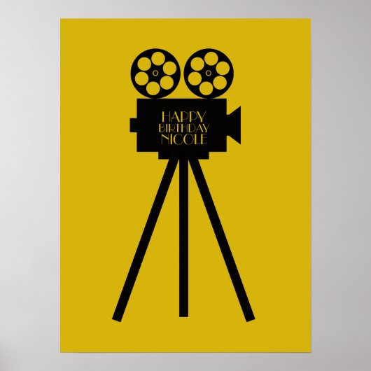 Filmprojector Hollywood Happy Birthday Poster (Voorkant)
