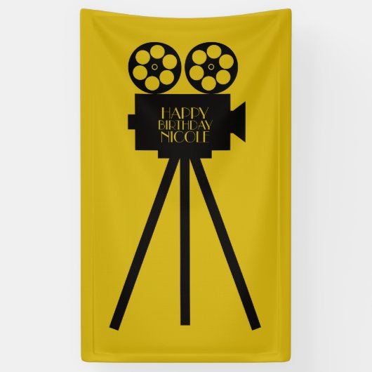 Filmprojector Hollywood Happy Birthday Spandoek (Verticaal)